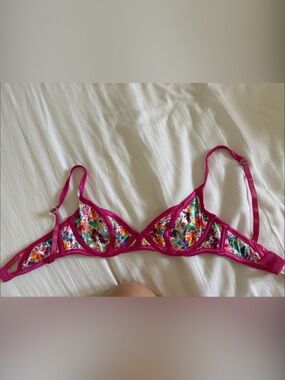 For Love And Lemons Floral Underwire Bra in Fuchsia